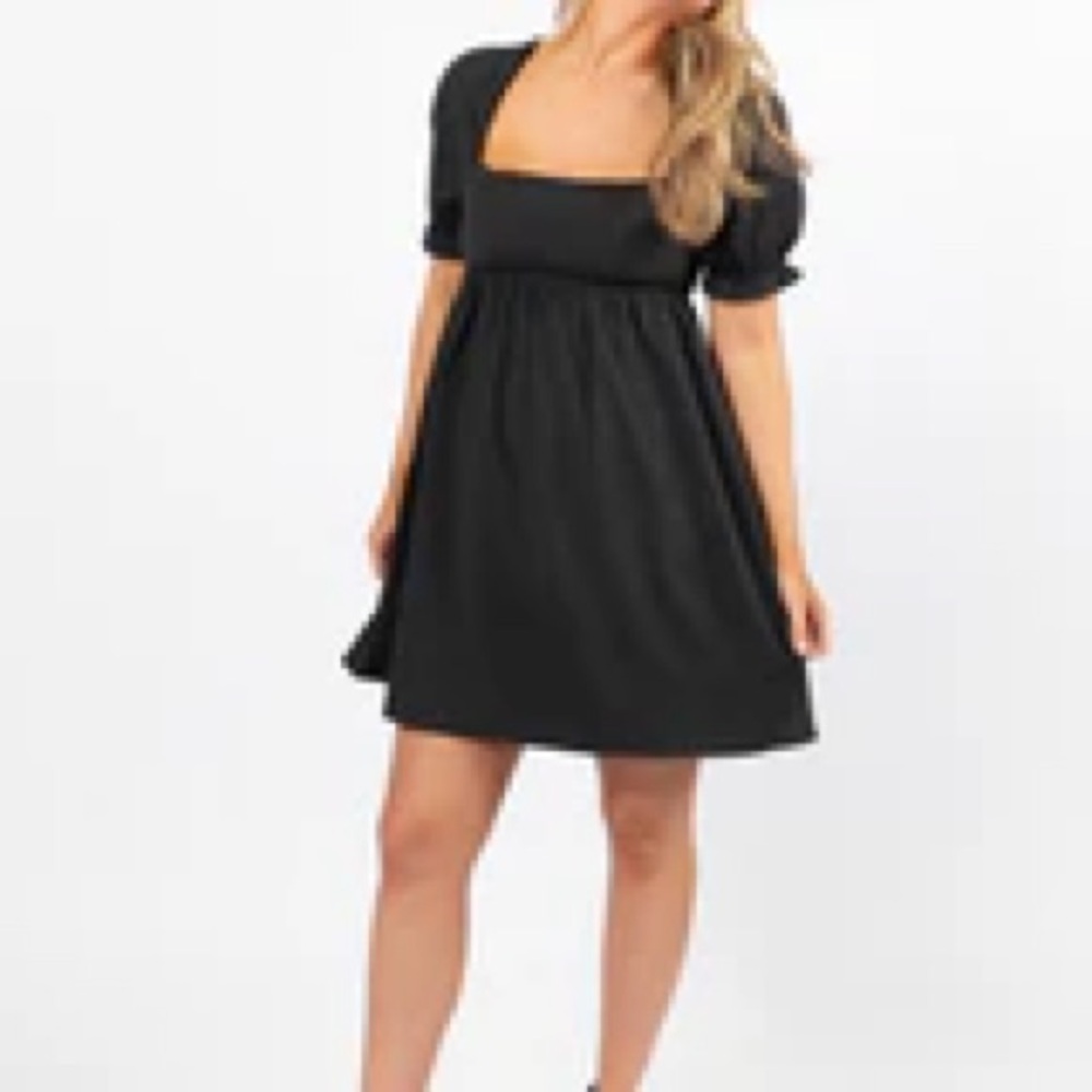 Pink Lily-All My Days Black Square Neck Printed Mini Dress